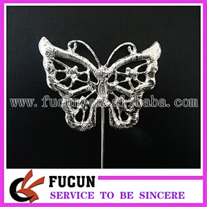 Rhinestone Silver Crystal Butterfly Butterflies Wedding Pick Cake Cupcake Topper