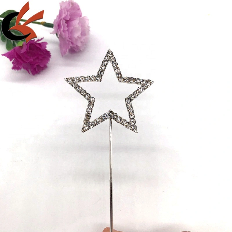 45x48mm Silver star shining crystal rhinestone cake topper