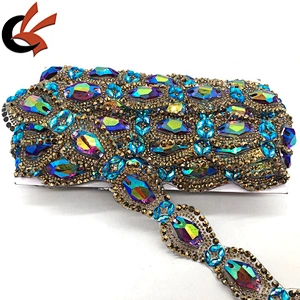 New crystal resin stones decorative iron on trims by yards