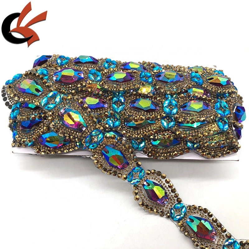 New crystal resin stones decorative iron on trims by yards