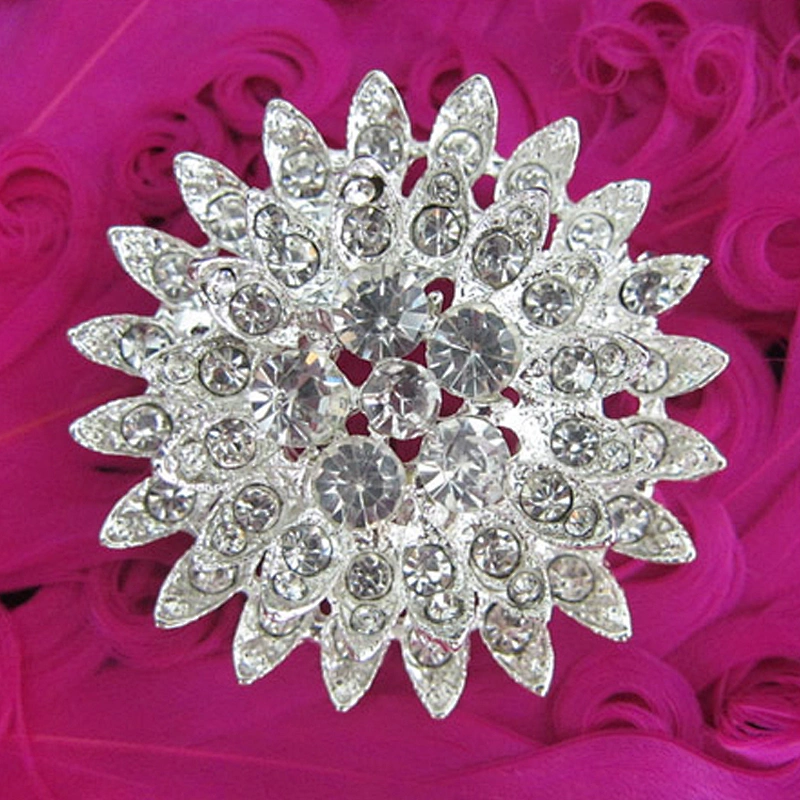 Vintage New Arrival Korea Exquisite Wedding Rhinestone Large Flowery Brooch