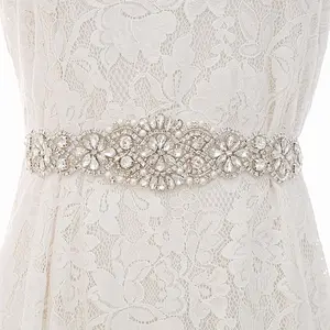 Wholesale bling bridal dress rhinestone crystal wedding sash applique