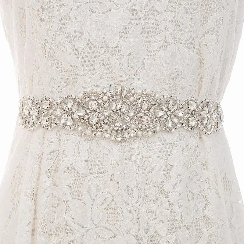 Wholesale bling bridal dress rhinestone crystal wedding sash applique