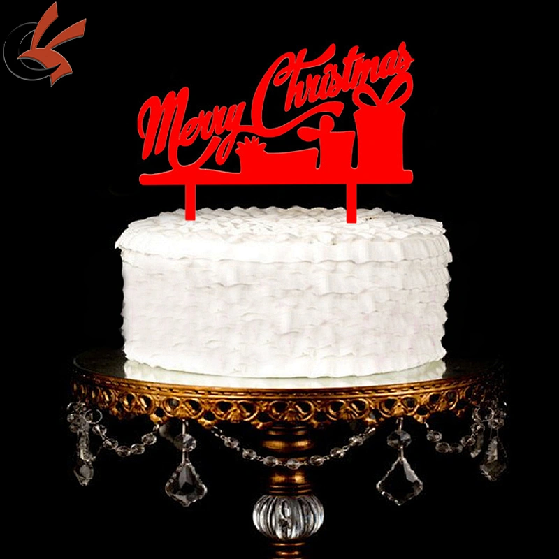 wholesale Merry Christmas red acrylic cake topper