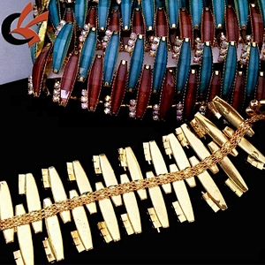 fashion handmade crystal chain rhinestone beads chain colored crystal chain