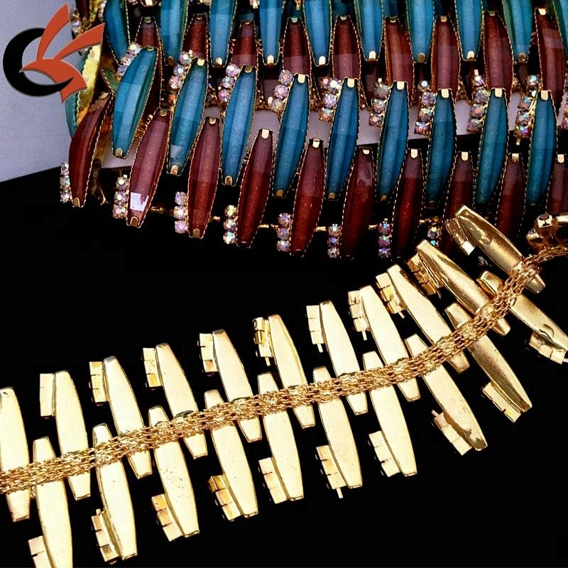 fashion handmade crystal chain rhinestone beads chain colored crystal chain