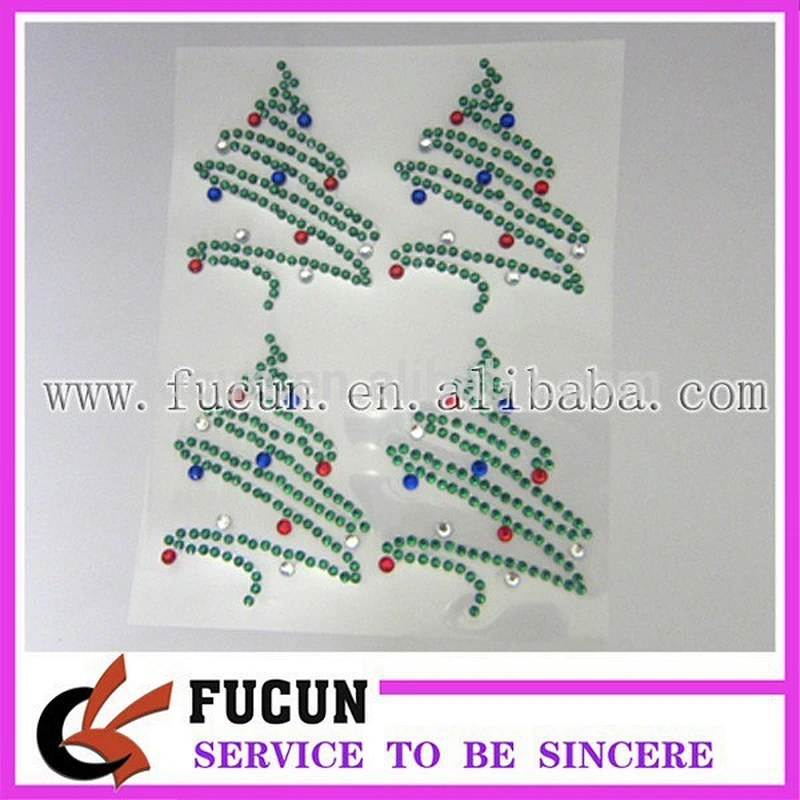 free samples Christmas Tree Decorative Acrylic Rhinestone Sticker custom stickers