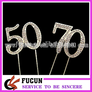 best selling items rhinestone number cake topper wedding decoration/party supplier