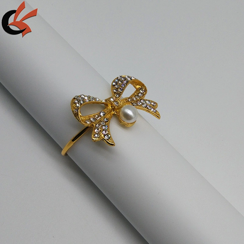 fashion bowknot rhinestone napkin ring for wedding