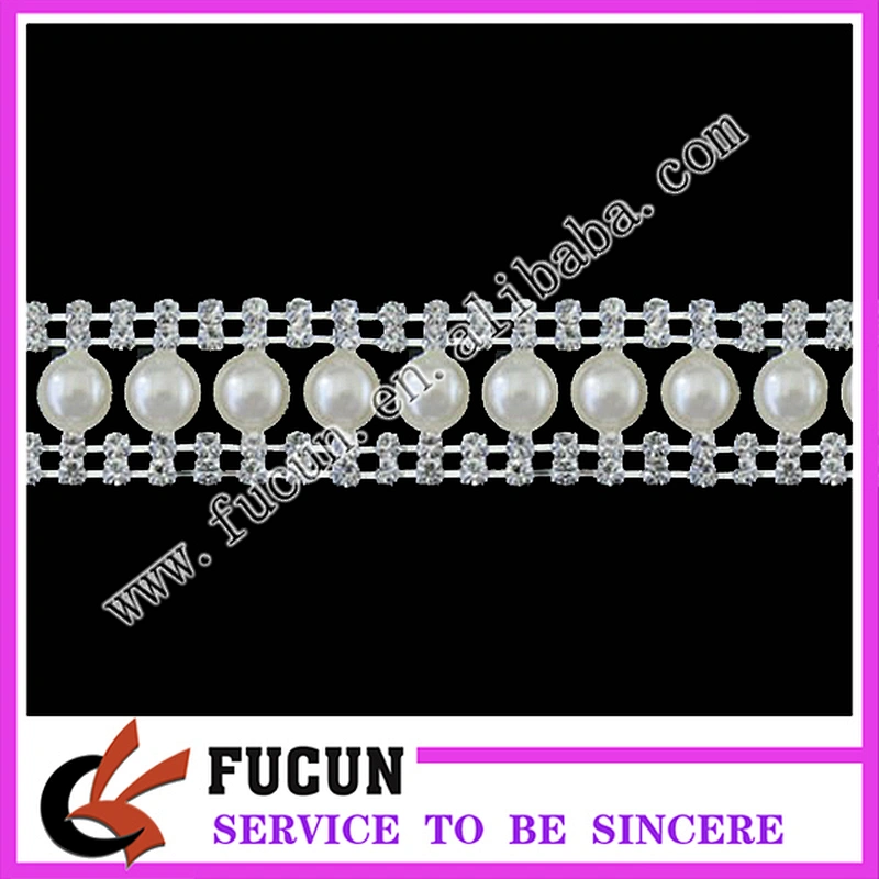 new arrival rhinestone and pearl applique trimming