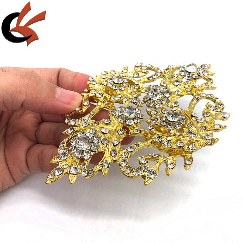 Wholesales Custom Large Metal Gold Jewelry Broches Flower Pin brooches Crystal Rhinestone Brooch