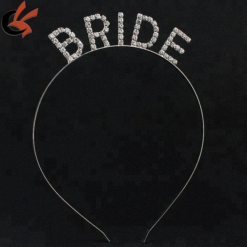 Girl Silver Crystal custom Letter Bride Rhinestone headband