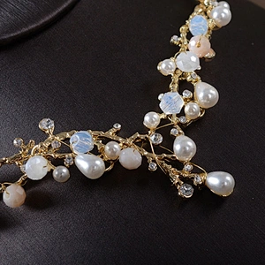 2019 Fashion Mori Flower Wedding Bridal  Rhinestone Pearl Jewelry Set