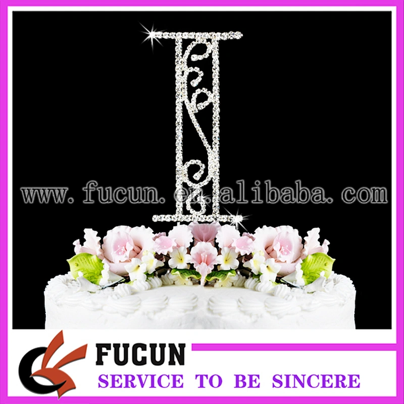 luxurious rhinestone letter J cake topper for wedding