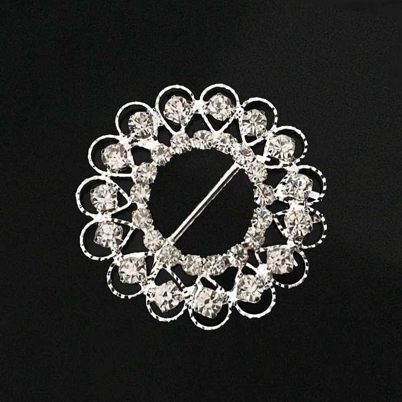 New arrival round rhinestones metal flower buckles for wedding decoration