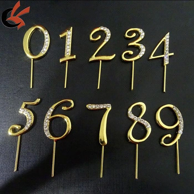 3.5cm Crystal Diamante Rhinestone gold Cake Topper Birthday Age Numbers Anniversary Party