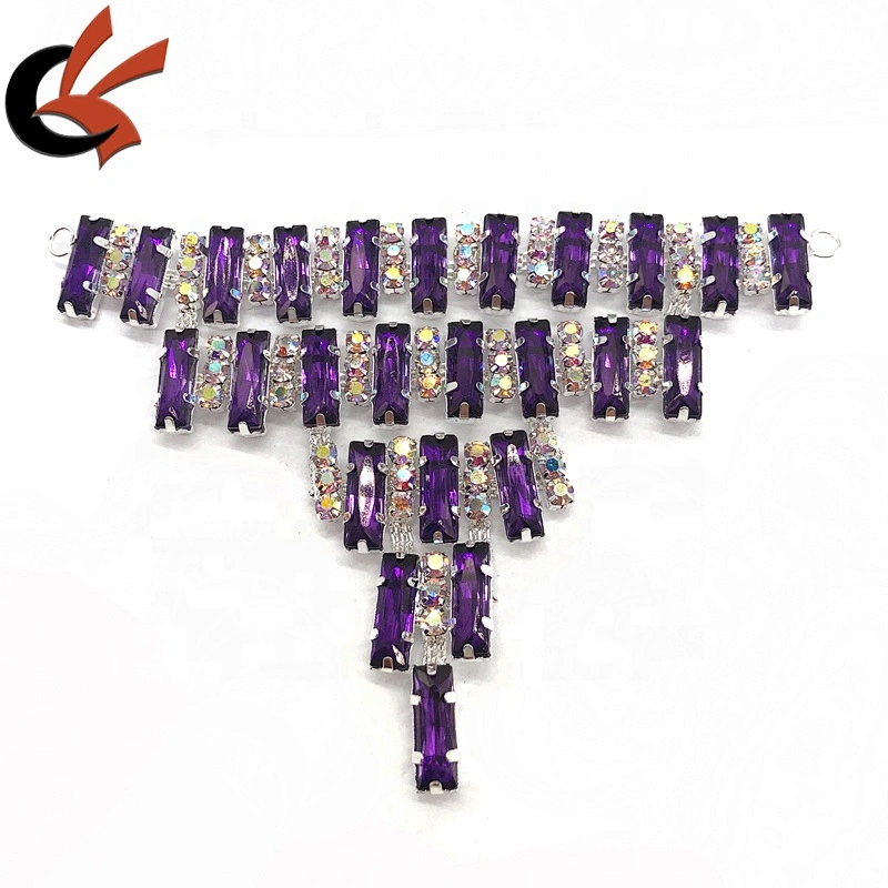 wholesale shinning purple rhinestone cyrstal appliques for bikini decoration