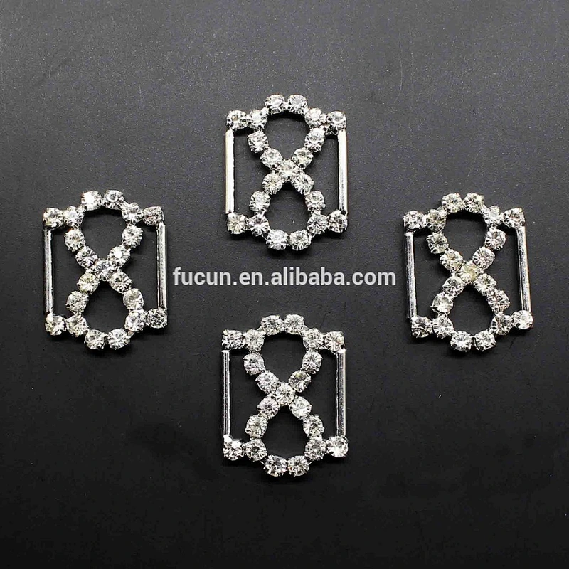 wholesale shiny zinc alloy metal shoes buckle decorative with glass stone