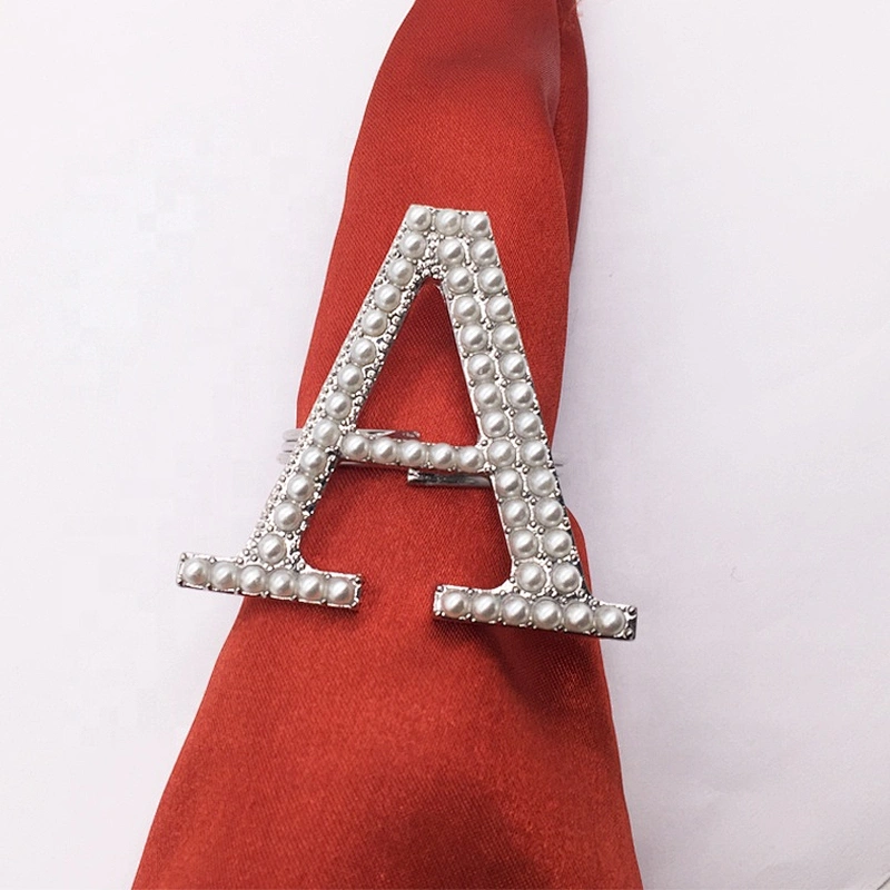 New styles wedding table application pearl rhinestones crystal silver napkin ring