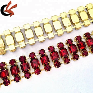 Crystal Rhinestone Chains Gold Plated Wedding Costume Applique Trim Decor