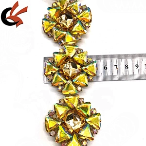 New large size Yellow AB gold rhinestone trimming for carnival decoration