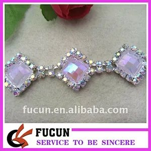 Shining rainbow color rhinestone chain trimming