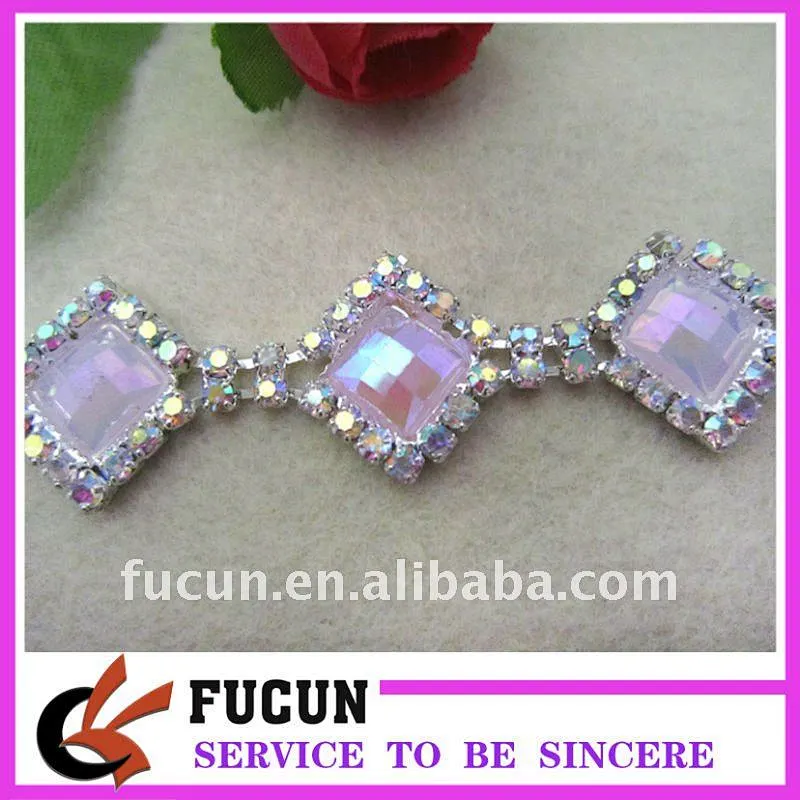 Shining rainbow color rhinestone chain trimming