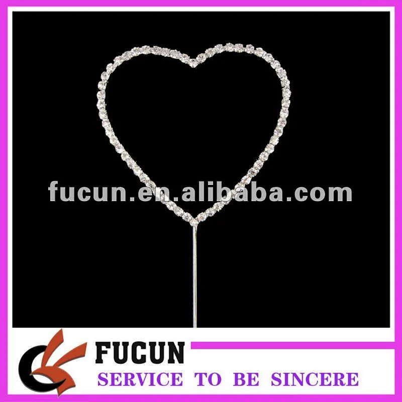 customize heart rhinestone cake toppers /diamond cake topper for wedding favor