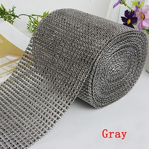 Gold Colourful Decorative 24 rows Plastic Rhinestone Mesh Trimming Guangzhou Supplier