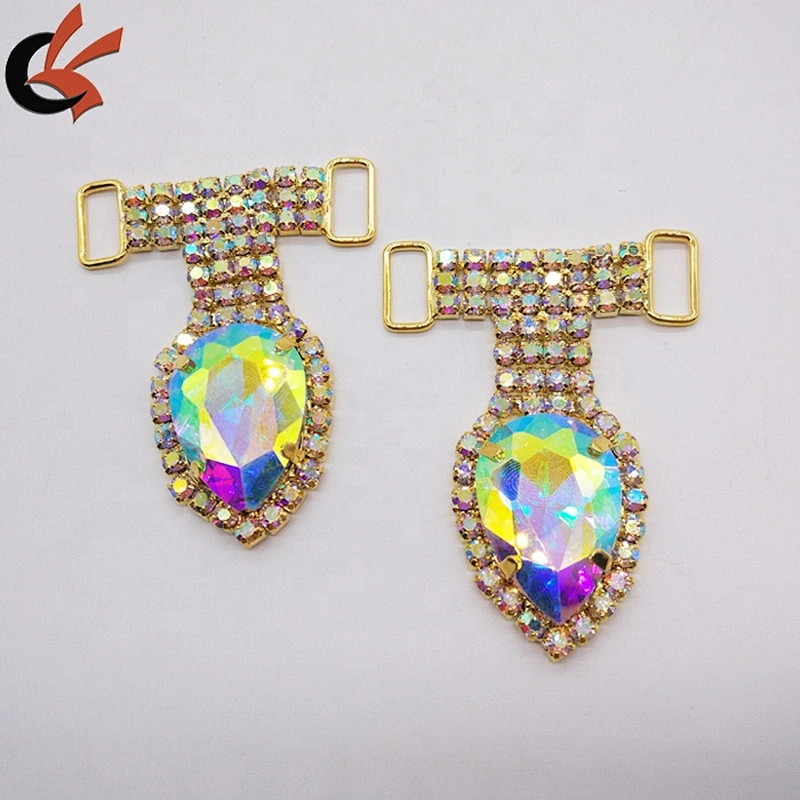 2019 Gold Large Water drap AB Clear Rhinestone Bikini buckles Connector