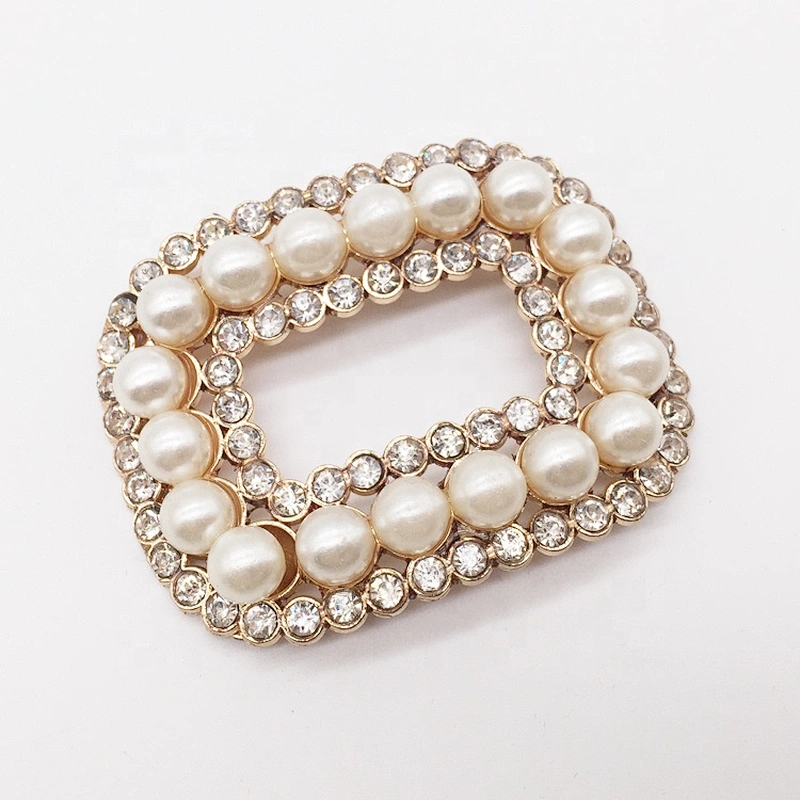 Hot Selling Pearl Beads Rhinestone Back Center Bar Shoe Buckles for Decoration