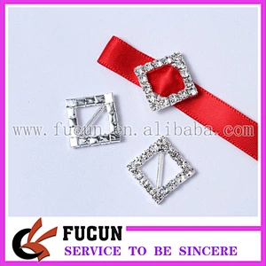 low MOQ Factory Custom rhinestone ribbon slider buckles for wedding decoration