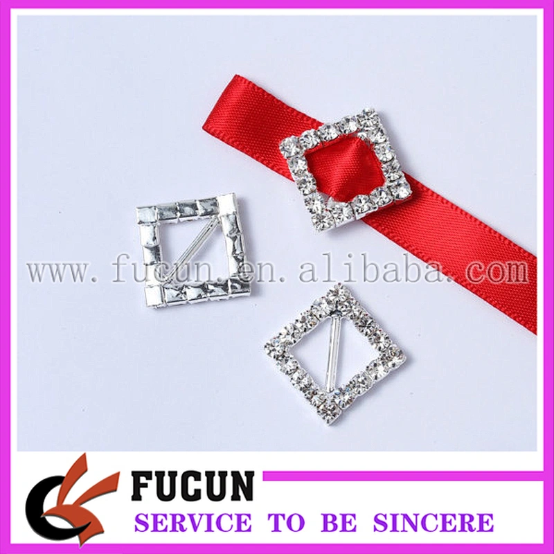 low MOQ Factory Custom rhinestone ribbon slider buckles for wedding decoration