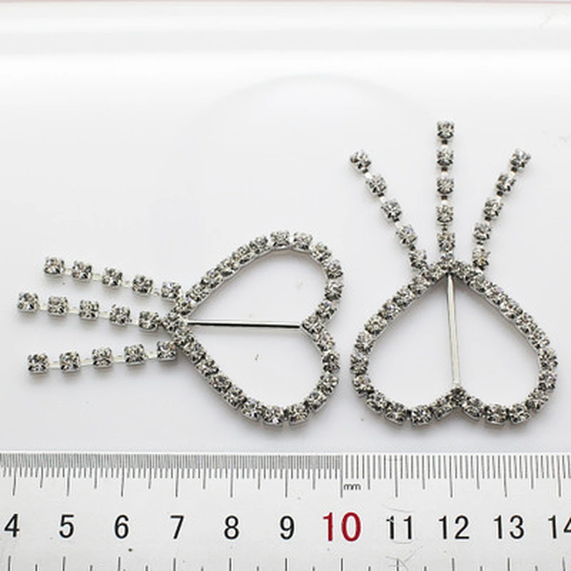 Hot sale New Designs High Quality heart shape Rhinestone Pair Buckle for Belt in Bulk