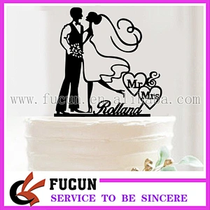wholesale wedding decorative Bride and groom Mr and Mrs acrylic cake stand topper