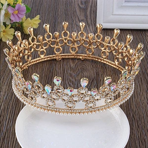 European Jewelry  Princess Bridal Round full round rhinestone pageant Crown for Wedding Prom