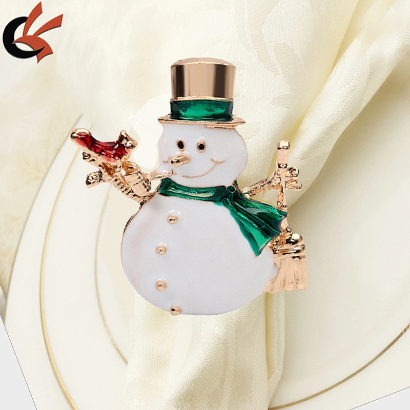 Antiques Christmas Holiday Enamel Snowman Napkin Ring