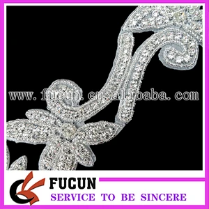 Rhinestone Applique Trimming Crystal Appliques For Wedding Dresses/Fashion Headband patches Designs