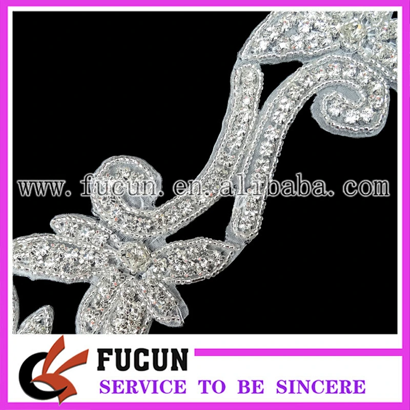 Rhinestone Applique Trimming Crystal Appliques For Wedding Dresses/Fashion Headband patches Designs