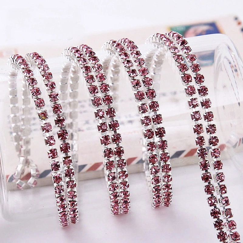 bulk sale silver claw trim rhinestone bridal trimmings chain