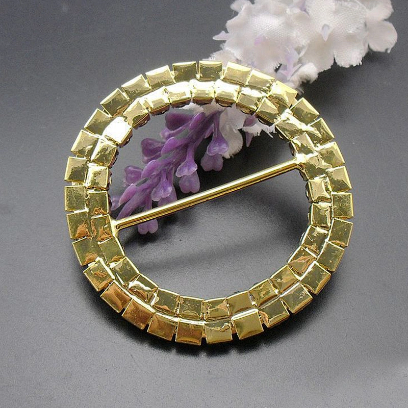 50mm crystal gold back rhinestone chair sash buckle for sale