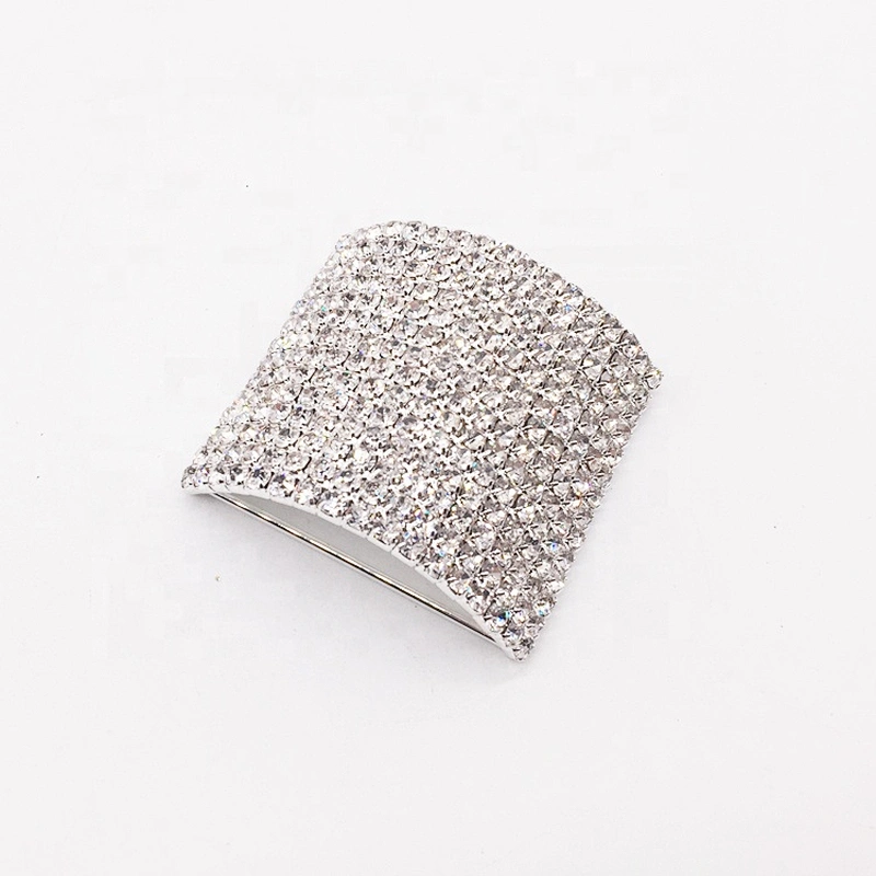 High quality custom multi rows crooked rhinestone ribbon slider buckles for chair clasp sash