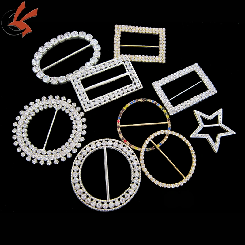 low MOQ Factory Custom rhinestone ribbon slider buckles for wedding decoration