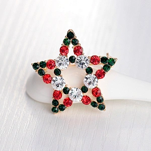 Hot selling blingbling colorful star shape brooch pin for Christmas Eve decoration