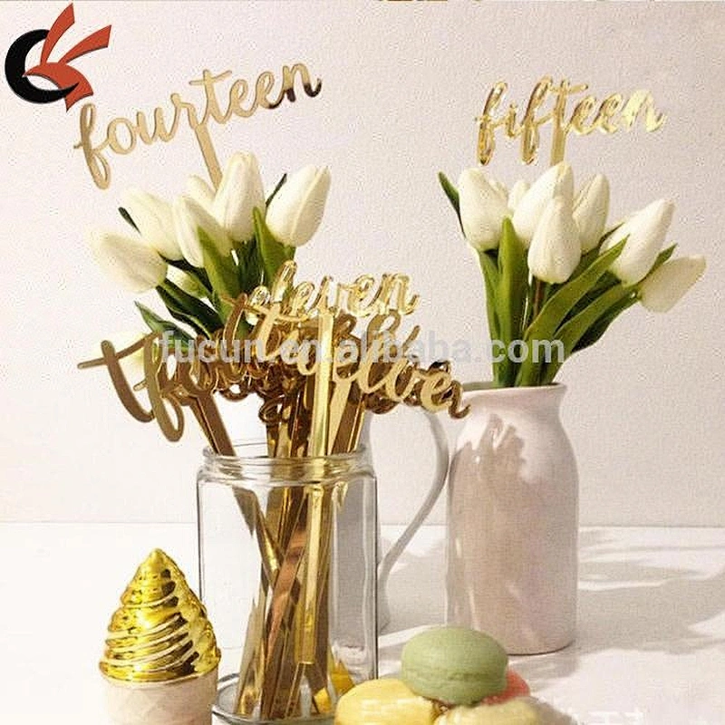 Party Decoration Laser Cutting Acrylic Mirror Birthday Cake Topper Table Number