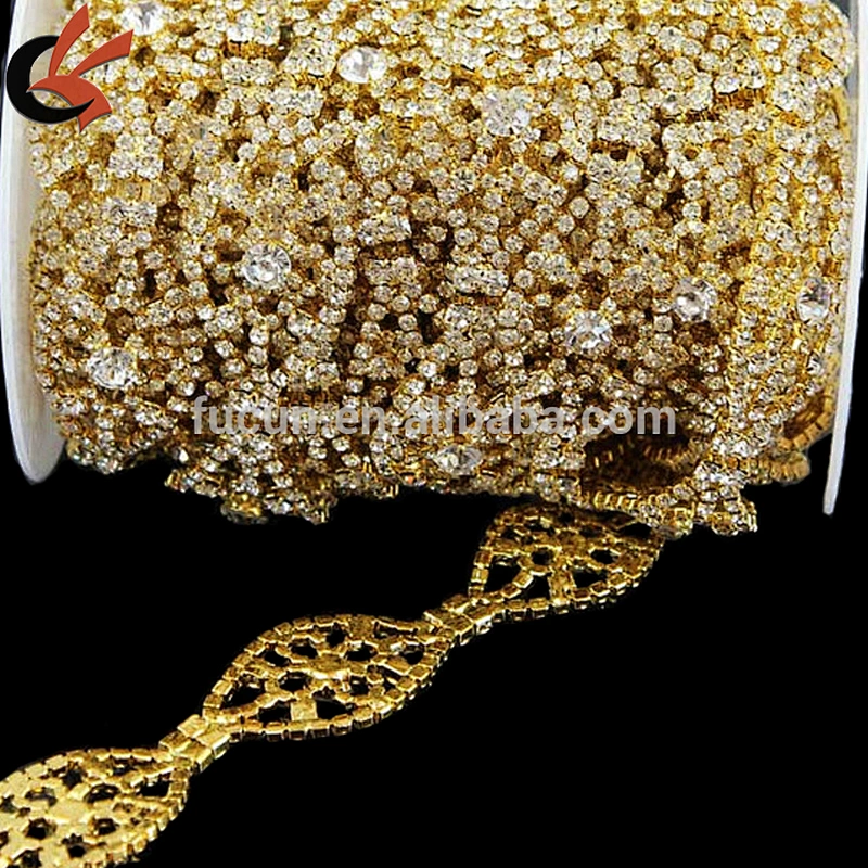Silver Crystal Clear Rhinestone Leaf Vine Trim