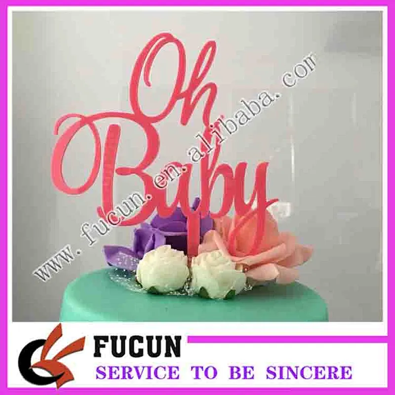 Personalized Acrylic Traditional Design Decoration Oh baby acrylic cake topper cake pick