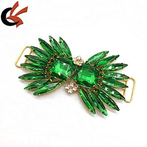 Costume buckles Green gold color diamante bikini connectors