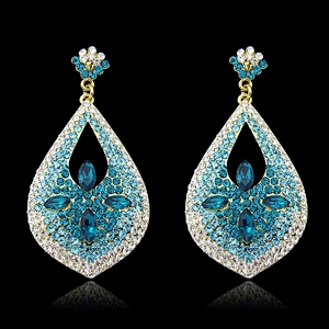 China Supplier Fashion Jewelry Elegant Water Drop Dangle Earrings For Wedding Evening Dresses