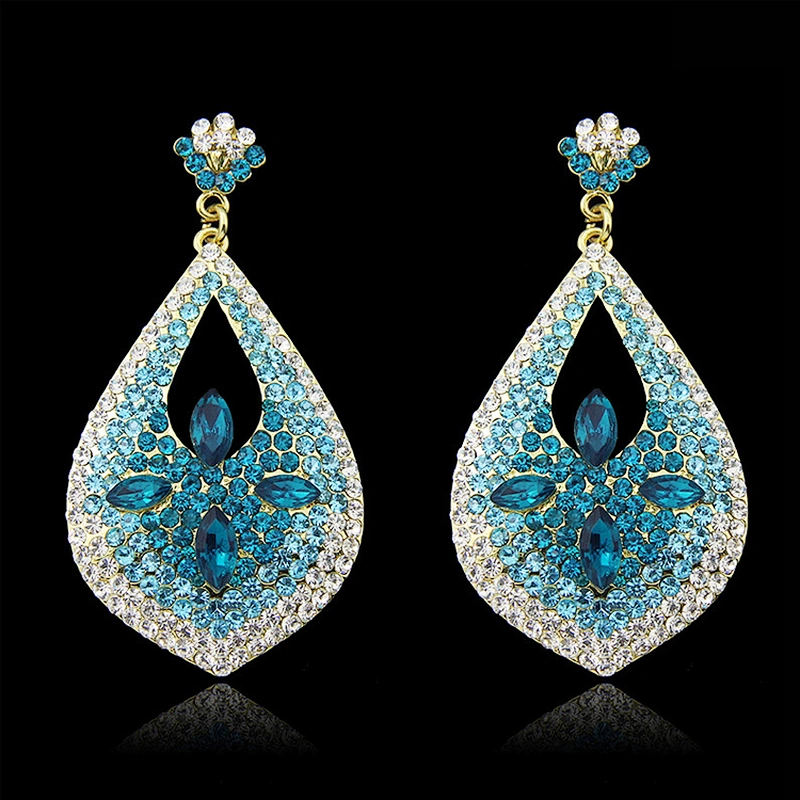China Supplier Fashion Jewelry Elegant Water Drop Dangle Earrings For Wedding Evening Dresses